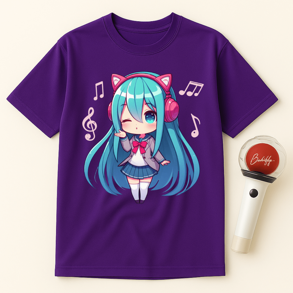 BLUE HAIRED CHIBI GIRL T-SHIRT