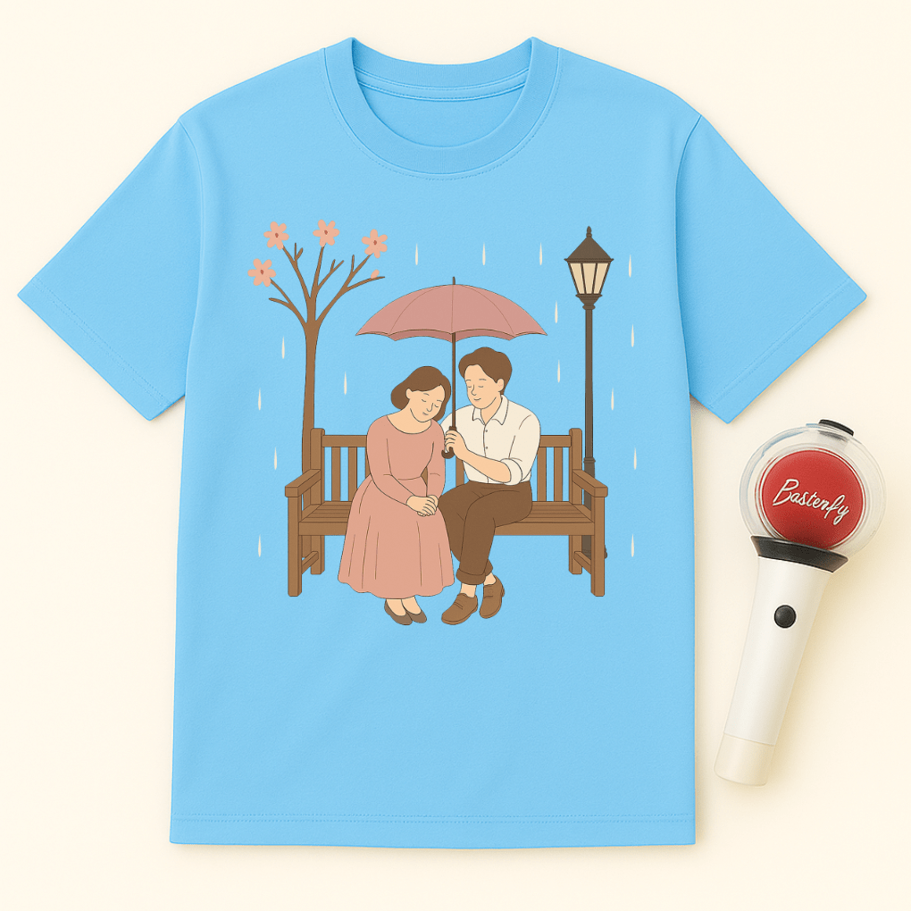 ROMANTIC K-DRAMA RAINY BENCH SCENE UNISEX T-SHIRT
