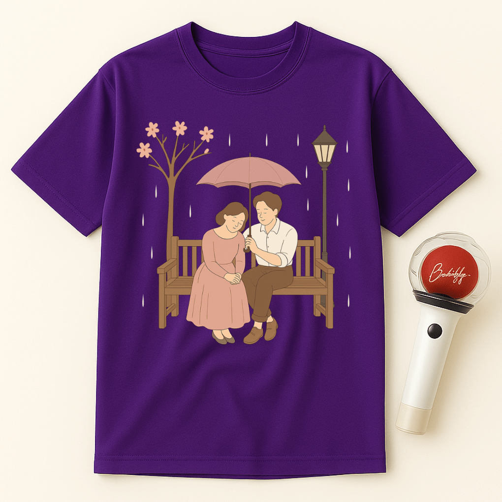 ROMANTIC K-DRAMA RAINY BENCH SCENE UNISEX T-SHIRT