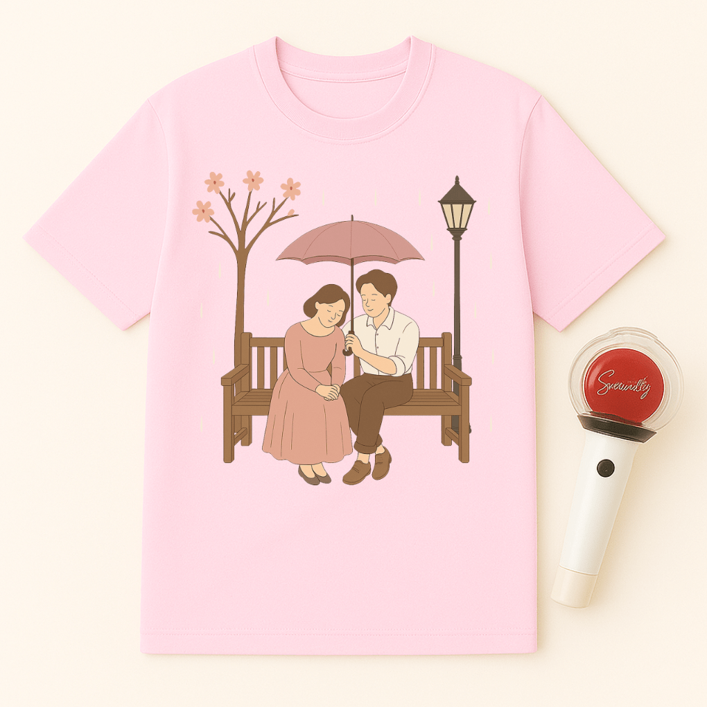 ROMANTIC K-DRAMA RAINY BENCH SCENE UNISEX T-SHIRT