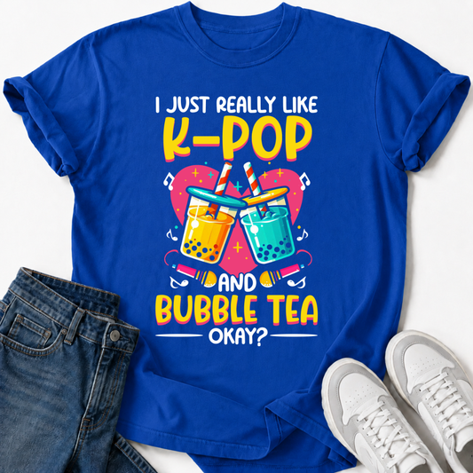 T-SHIRT ICH MAG K-POP UND BUBBLE TEA SEHR