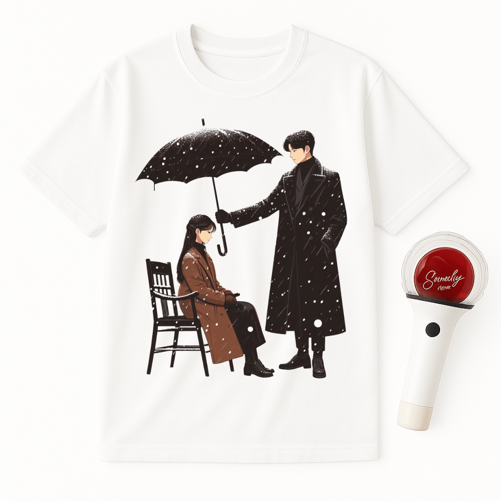 K-DRAMA UMBRELLA ROMANTIC SCENE UNISEX T-SHIRT