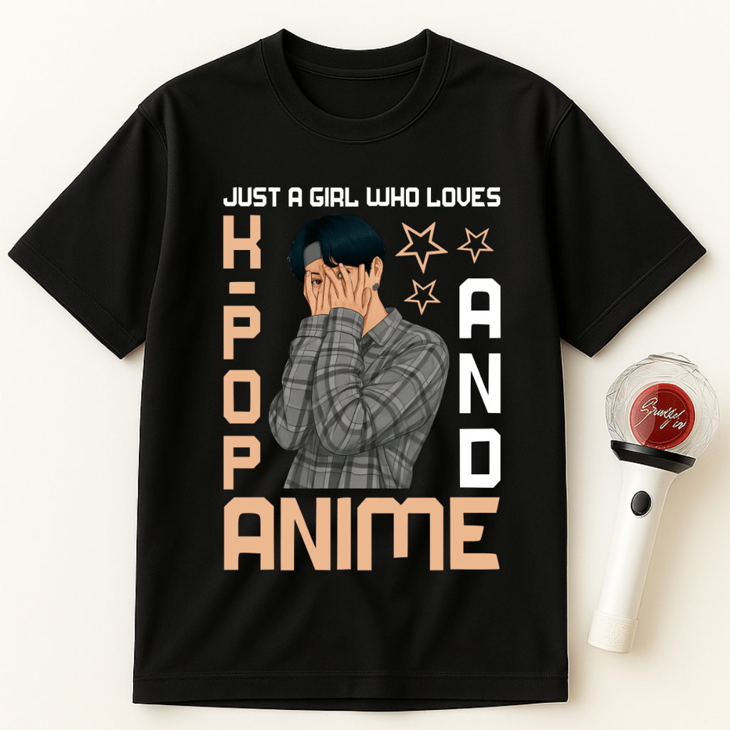 JUST A GIRL WHO LOVES K-POP AND ANIME UNISEX T-SHIRT