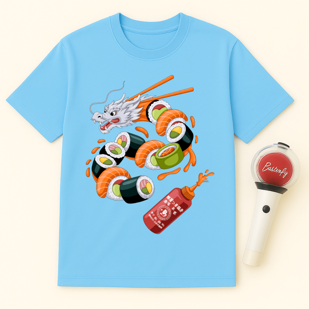 SUSHI DRAGON WITH CHOPSTICKS UNISEX T-SHIRT