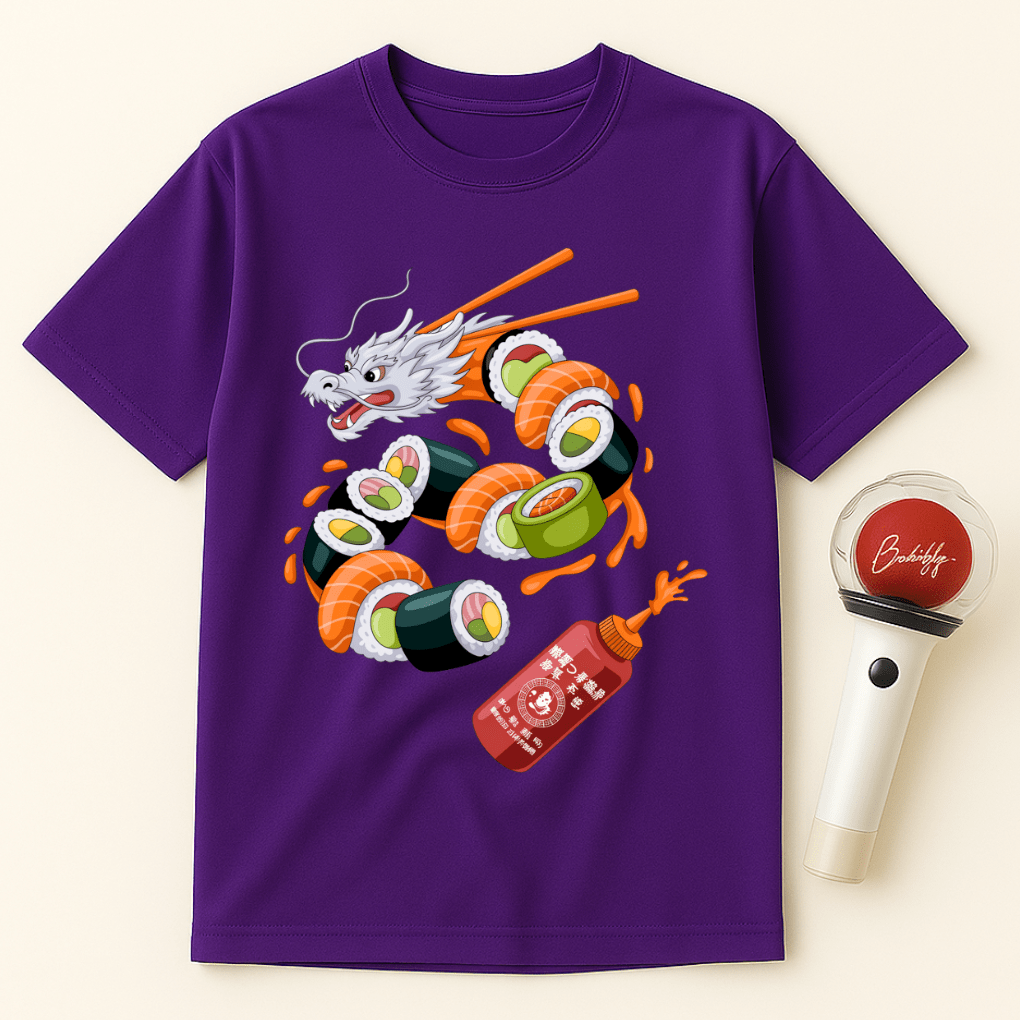 SUSHI DRAGON WITH CHOPSTICKS UNISEX T-SHIRT