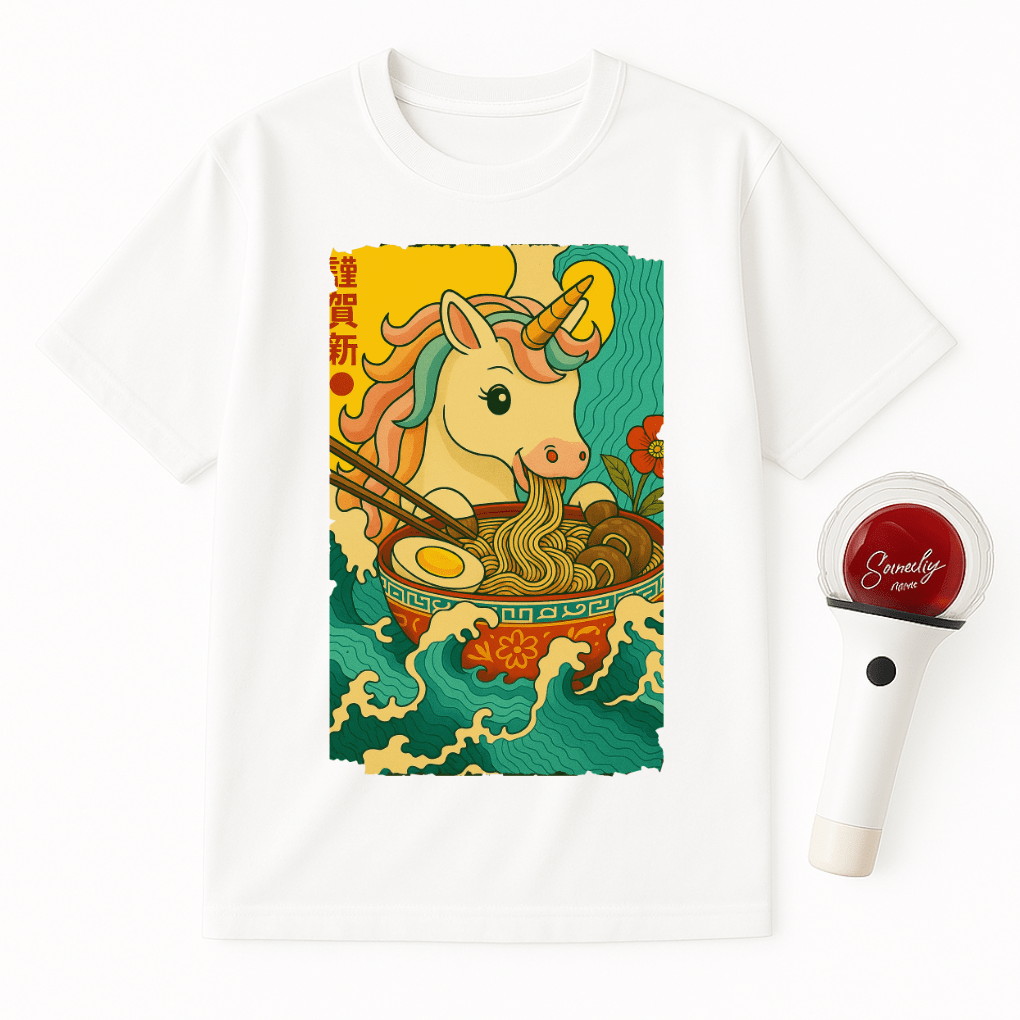 UNICORN EATING RAMEN UNISEX T-SHIRT
