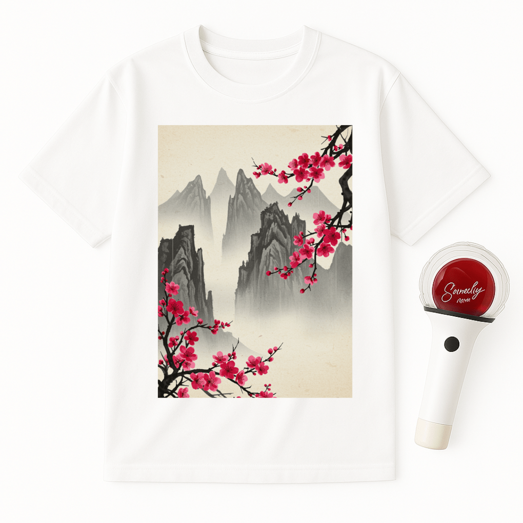 MOUNTAIN CHERRY BLOSSOMS UNISEX T-SHIRT