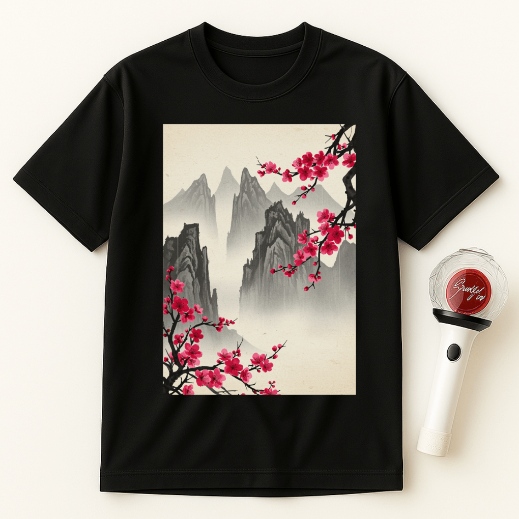 MOUNTAIN CHERRY BLOSSOMS UNISEX T-SHIRT