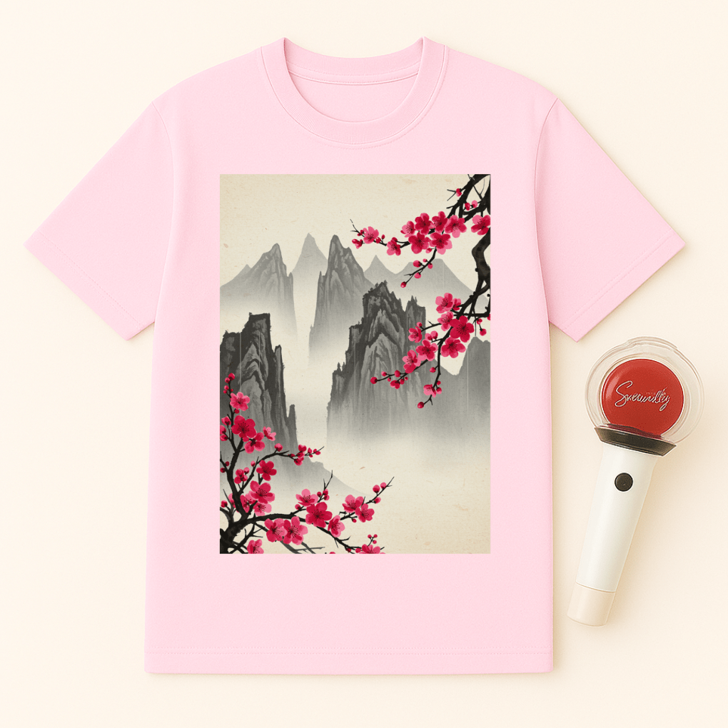MOUNTAIN CHERRY BLOSSOMS UNISEX T-SHIRT