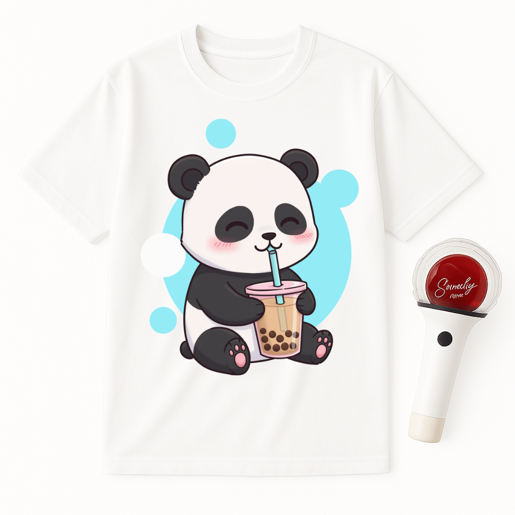 PANDA DRINKING BOBA TEA UNISEX T-SHIRT