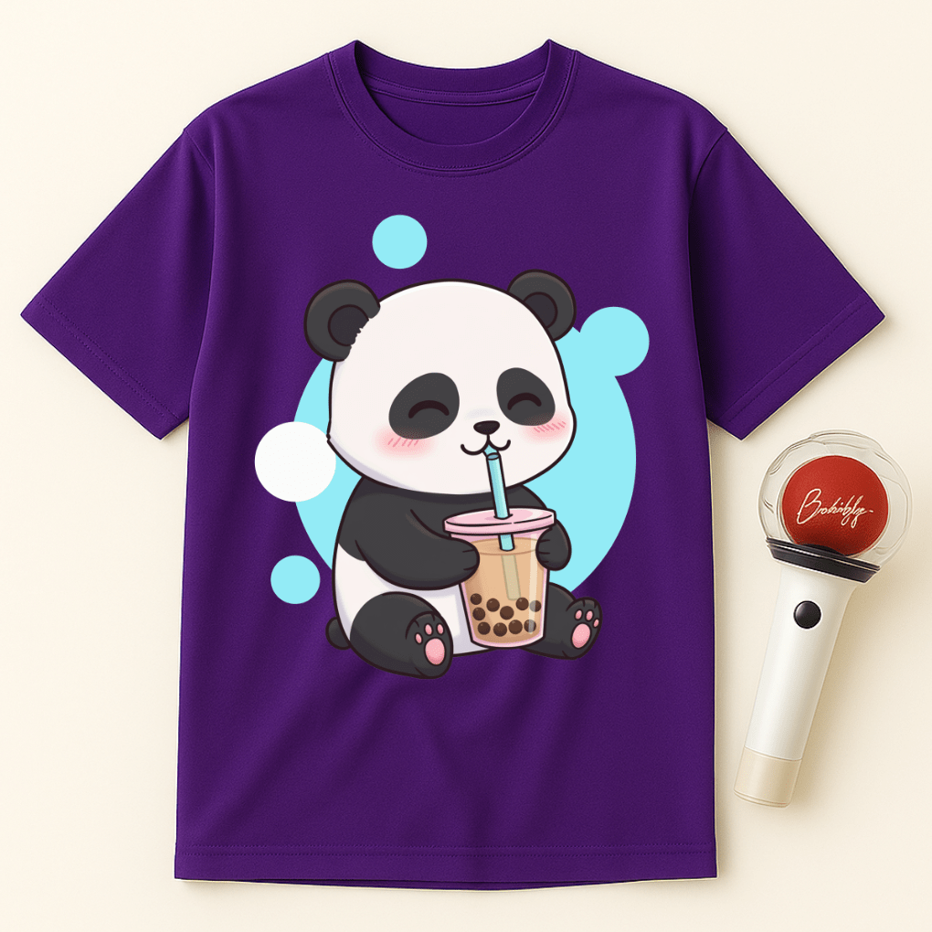 PANDA DRINKING BOBA TEA UNISEX T-SHIRT
