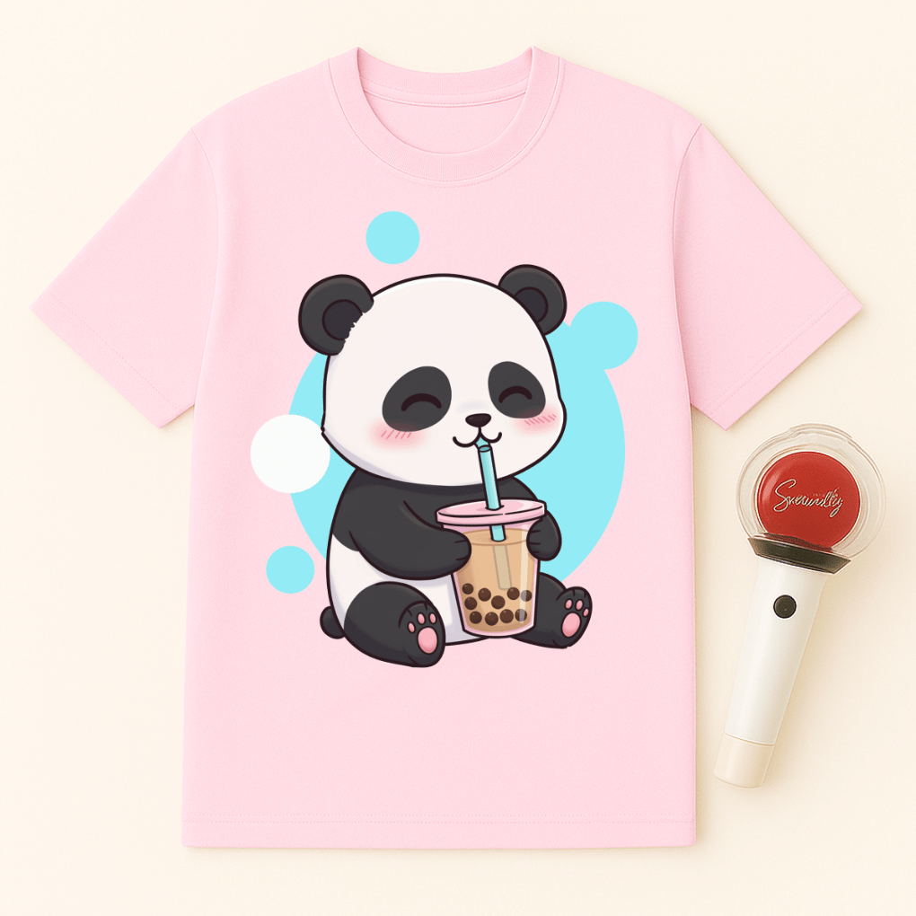 PANDA DRINKING BOBA TEA UNISEX T-SHIRT