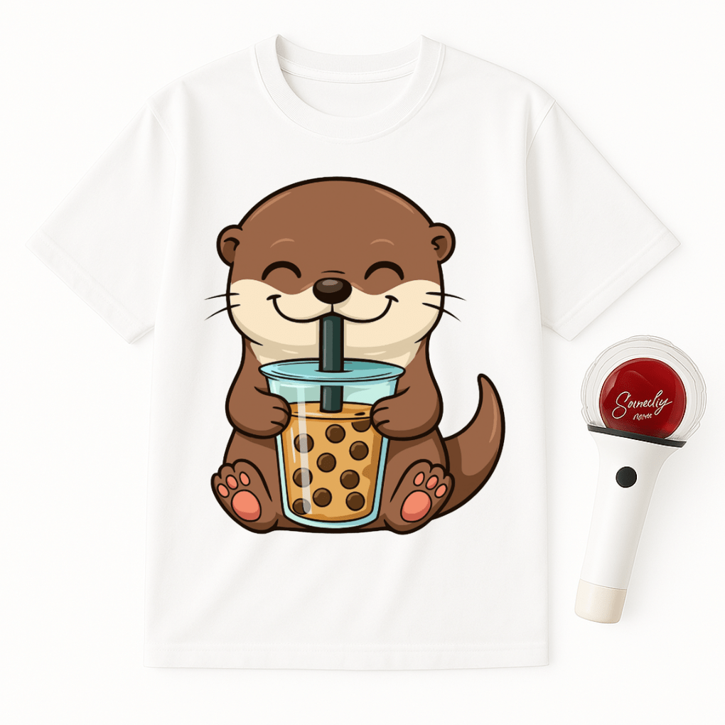 OTTER DRINKING BOBA TEA UNISEX T-SHIRT