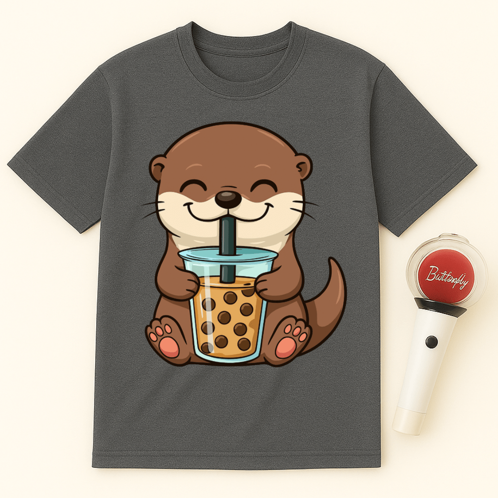 OTTER DRINKING BOBA TEA UNISEX T-SHIRT