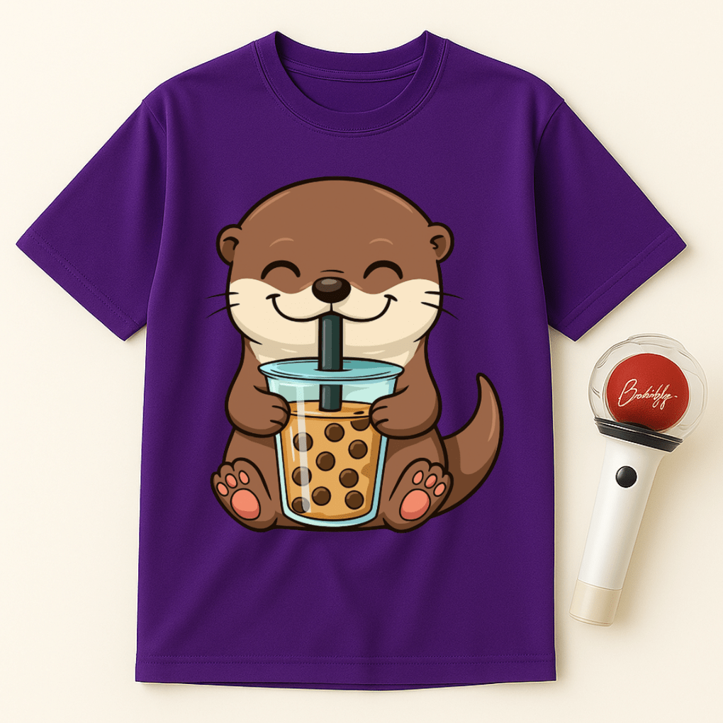 OTTER DRINKING BOBA TEA UNISEX T-SHIRT