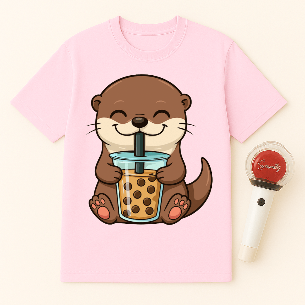 OTTER DRINKING BOBA TEA UNISEX T-SHIRT