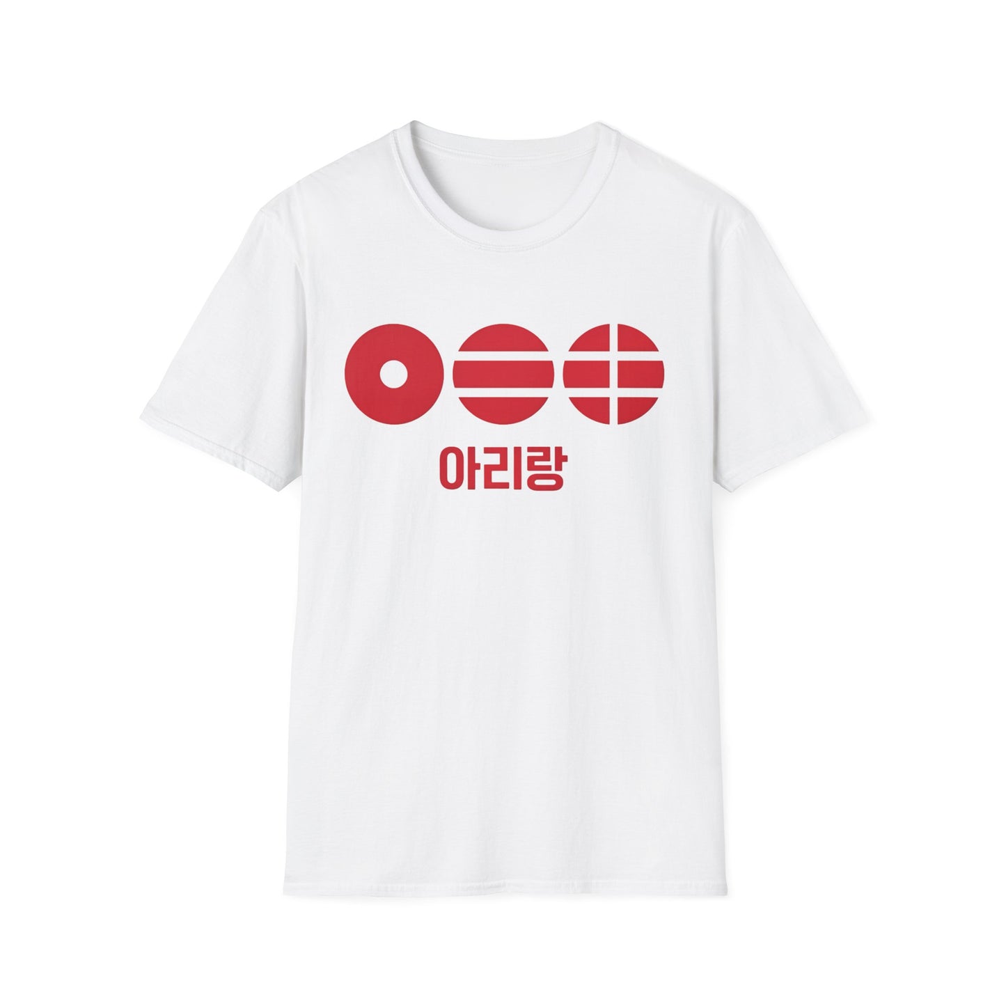 T-Shirt — Korean Arirang Graphic Tee (Red Retro Symbols)