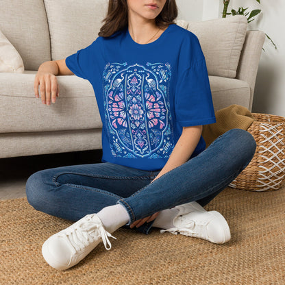 Stained Glass Floral Tee — Pastel Mandala Window Graphic T-Shirt