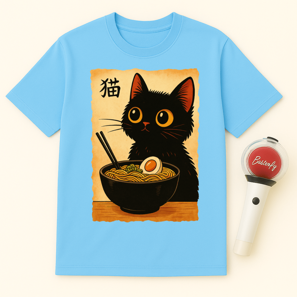 BLACK CAT RAMEN JAPANESE UNISEX T-SHIRT