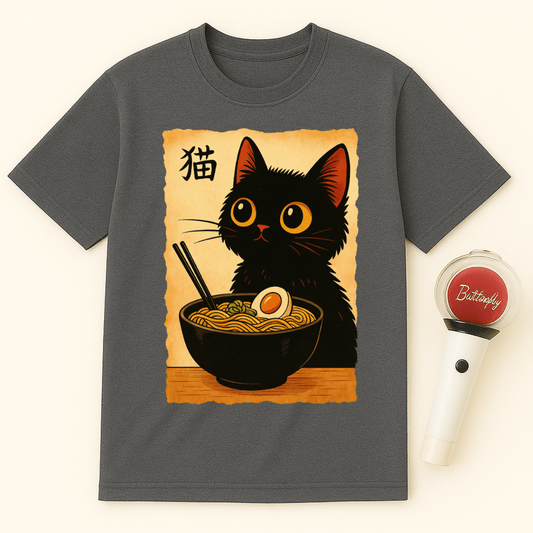BLACK CAT RAMEN JAPANESE UNISEX T-SHIRT