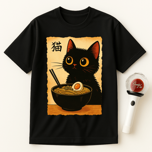 BLACK CAT RAMEN JAPANESE UNISEX T-SHIRT