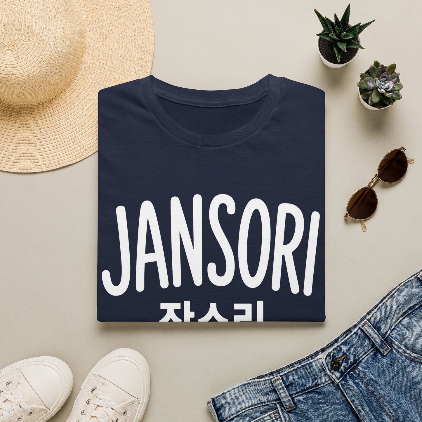 Jansori Graphic T-Shirt — Korean Text Casual Tee