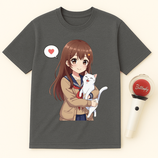 ANIME AND CAT UNISEX T-SHIRT