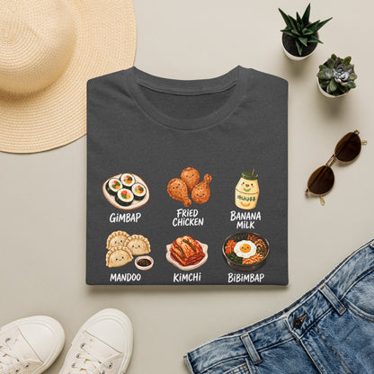 Korean Food Icons T-Shirt — Gimbap, Kimchi, Bibimbap & More Foodie Tee