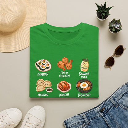 Korean Food Icons T-Shirt — Gimbap, Kimchi, Bibimbap & More Foodie Tee