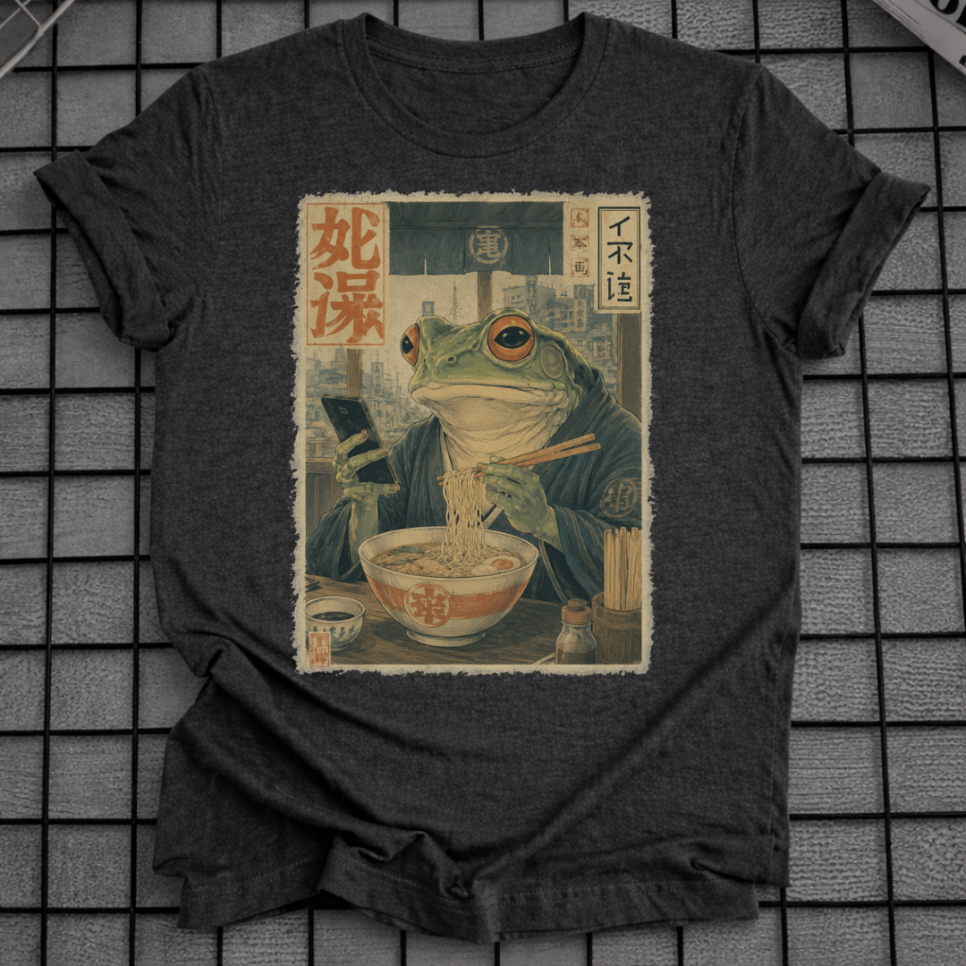 Frosch-Handy-Scroll-T-Shirt