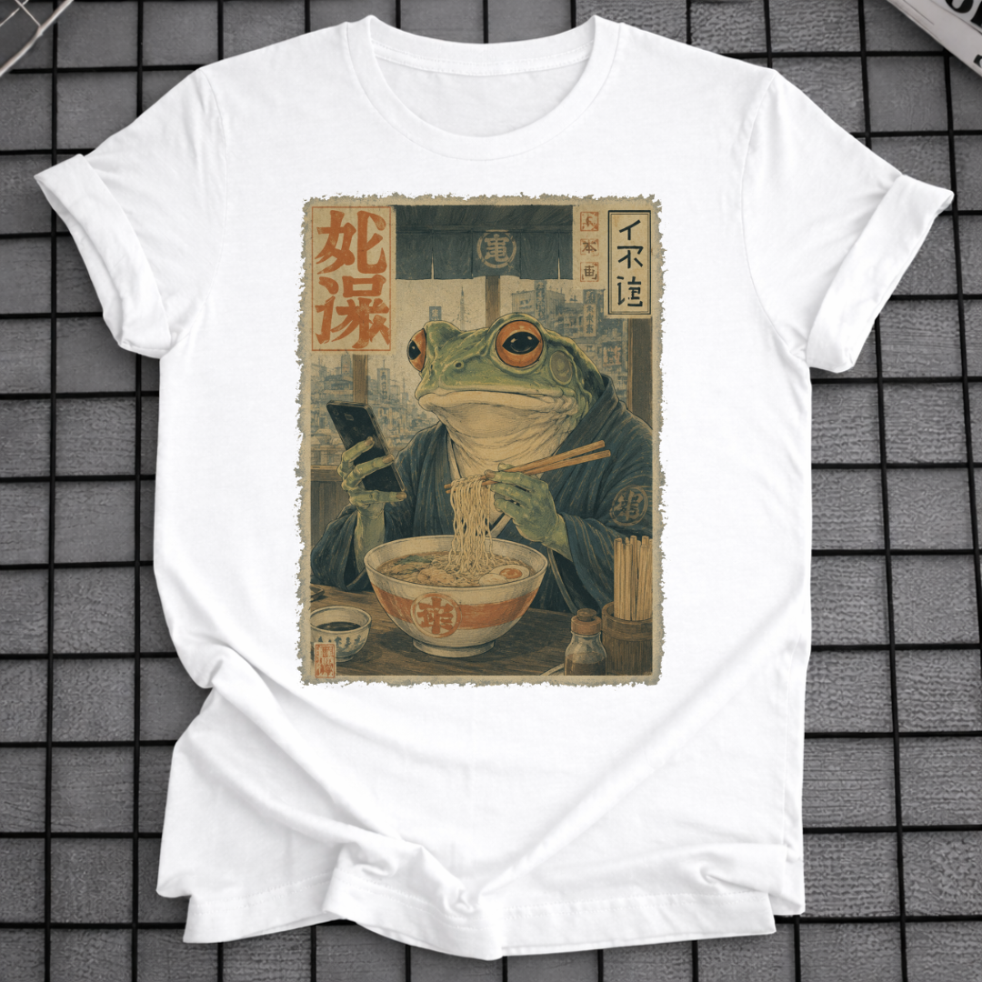 Frosch-Handy-Scroll-T-Shirt