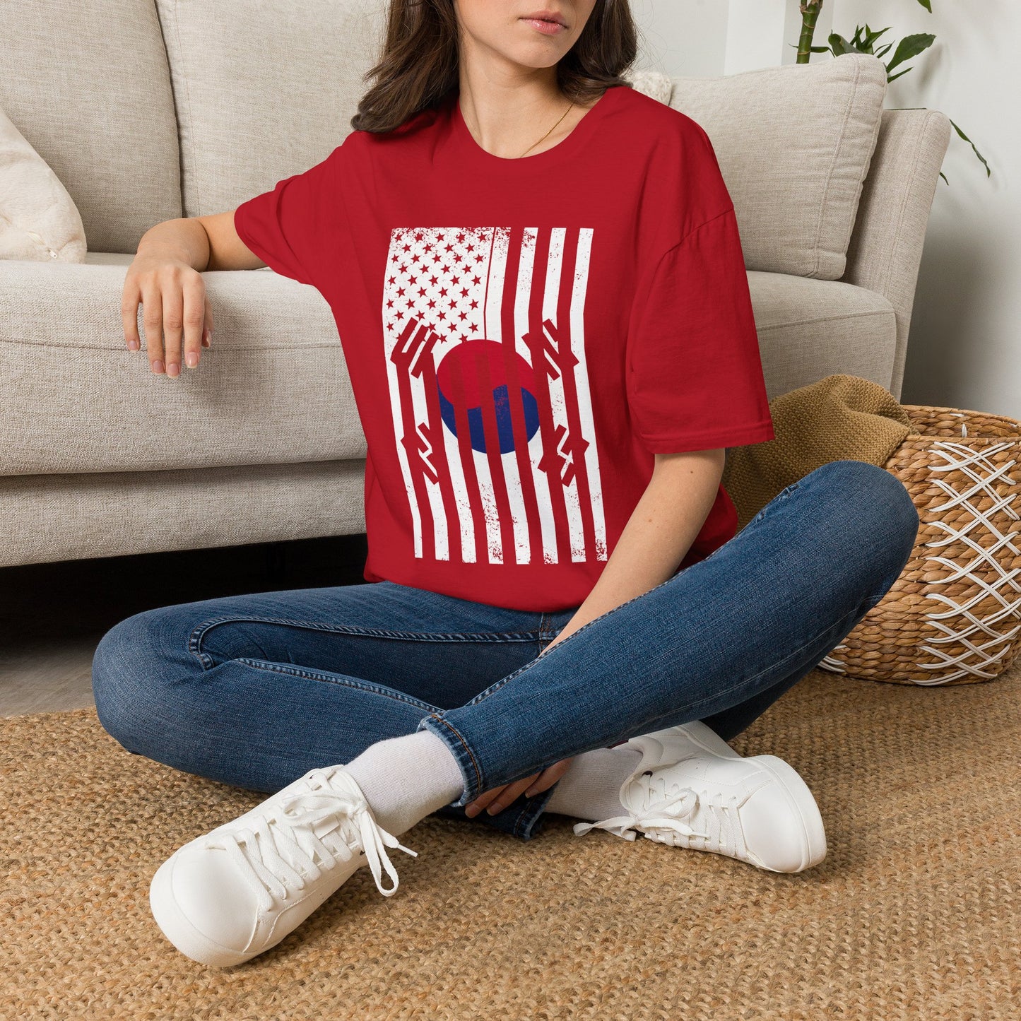 Korean Flag USA Mashup T-Shirt — Taegeuk Stripes Graphic Tee