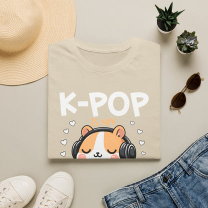 K-Pop Is My Therapy T-Shirt — Cute Hamster Headphones Tee for K-Pop Fans