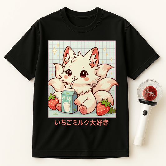 STRAWBERRY MILK KITSUNE FOX UNISEX T-SHIRT