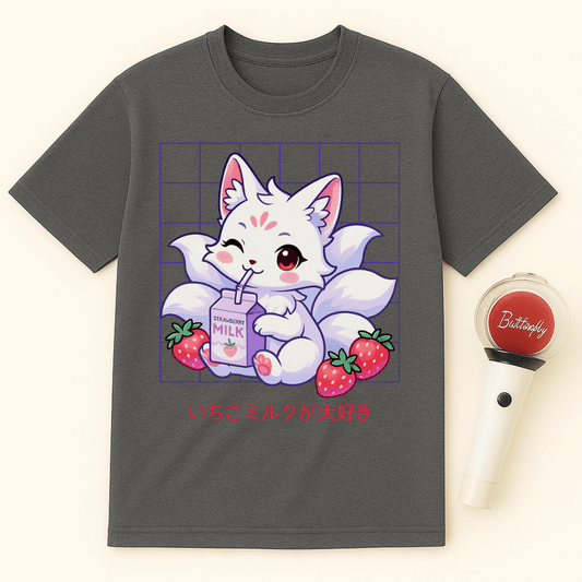 STRAWBERRY MILK KITSUNE FOX UNISEX T-SHIRT