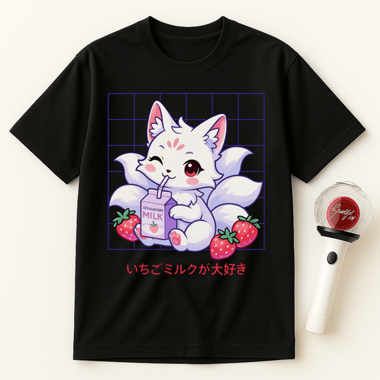 STRAWBERRY MILK KITSUNE FOX UNISEX T-SHIRT