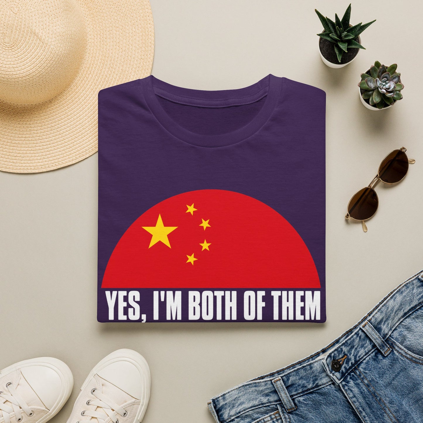 Flag Heritage T-Shirt — “Yes, I’m Both of Them” China & South Korea Pride Tee
