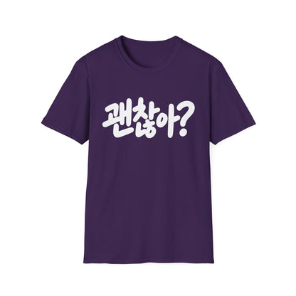 Korean '괜찮아?' Graphic T-Shirt — Casual Comfort Tee with 'Are You Okay?' Phrase