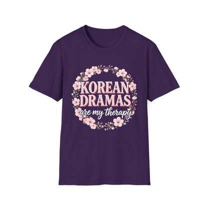 Korean Dramas Are My Therapy T-Shirt — K-Drama Fan Floral Tee