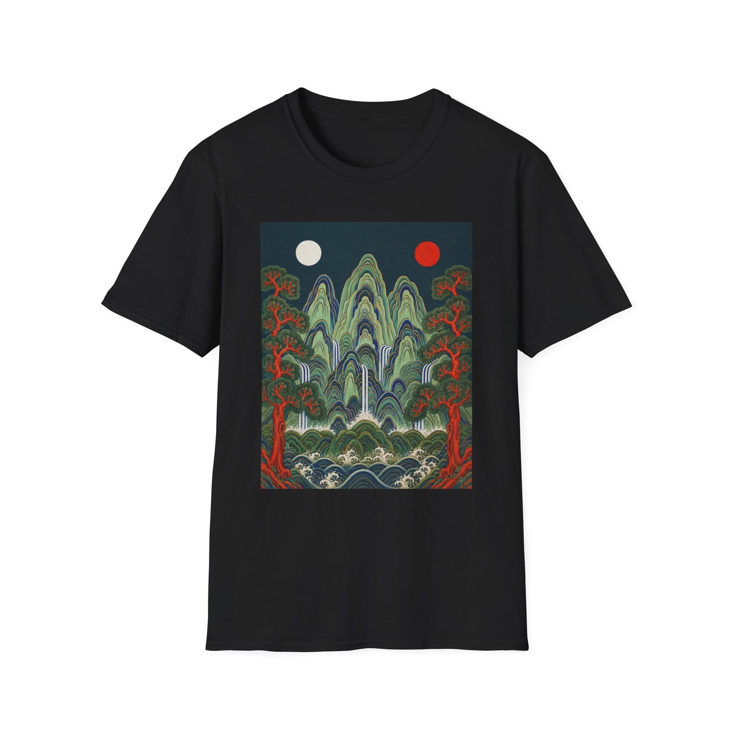 Asian Landscape Tee — Double Sun Mountain Art T-Shirt