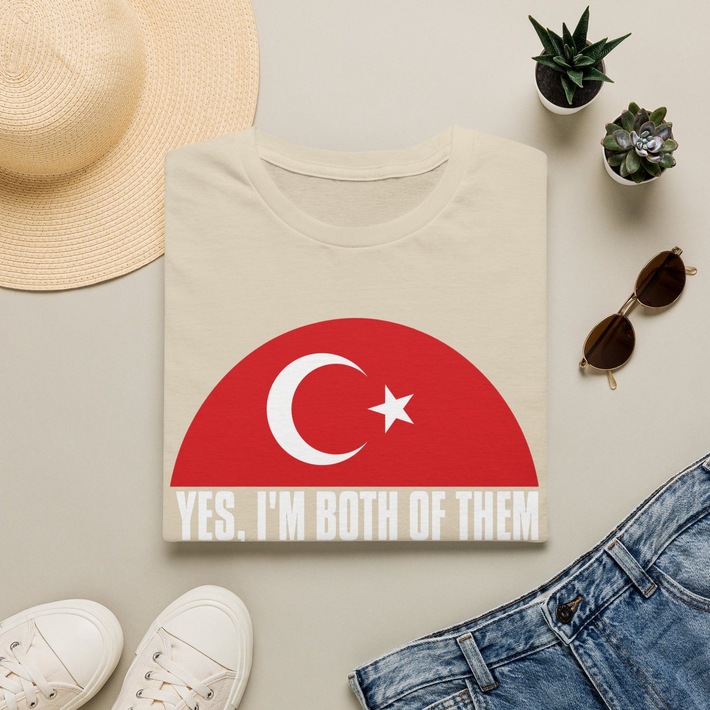 T-Shirt - "Yes, I'm Both of Them" Turkish & Korean Flag Heritage Tee