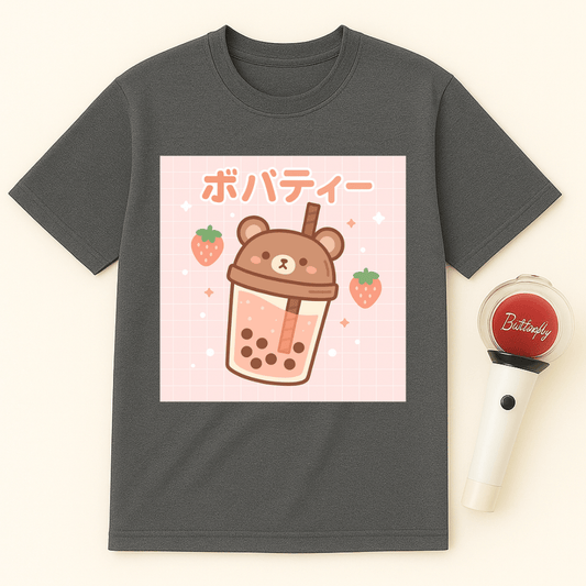 BEAR STRAWBERRY BOBA TEA UNISEX T-SHIRT