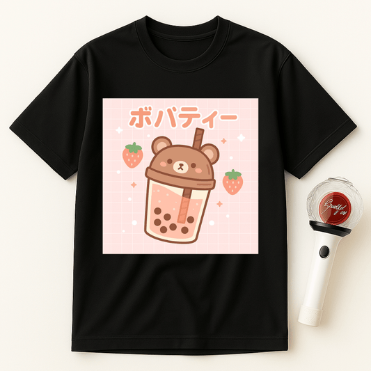 BEAR STRAWBERRY BOBA TEA UNISEX T-SHIRT