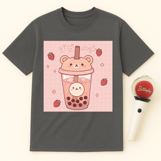 BEAR STRAWBERRY BOBA TEA UNISEX T-SHIRT