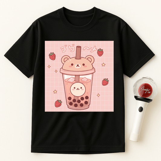 BEAR STRAWBERRY BOBA TEA UNISEX T-SHIRT