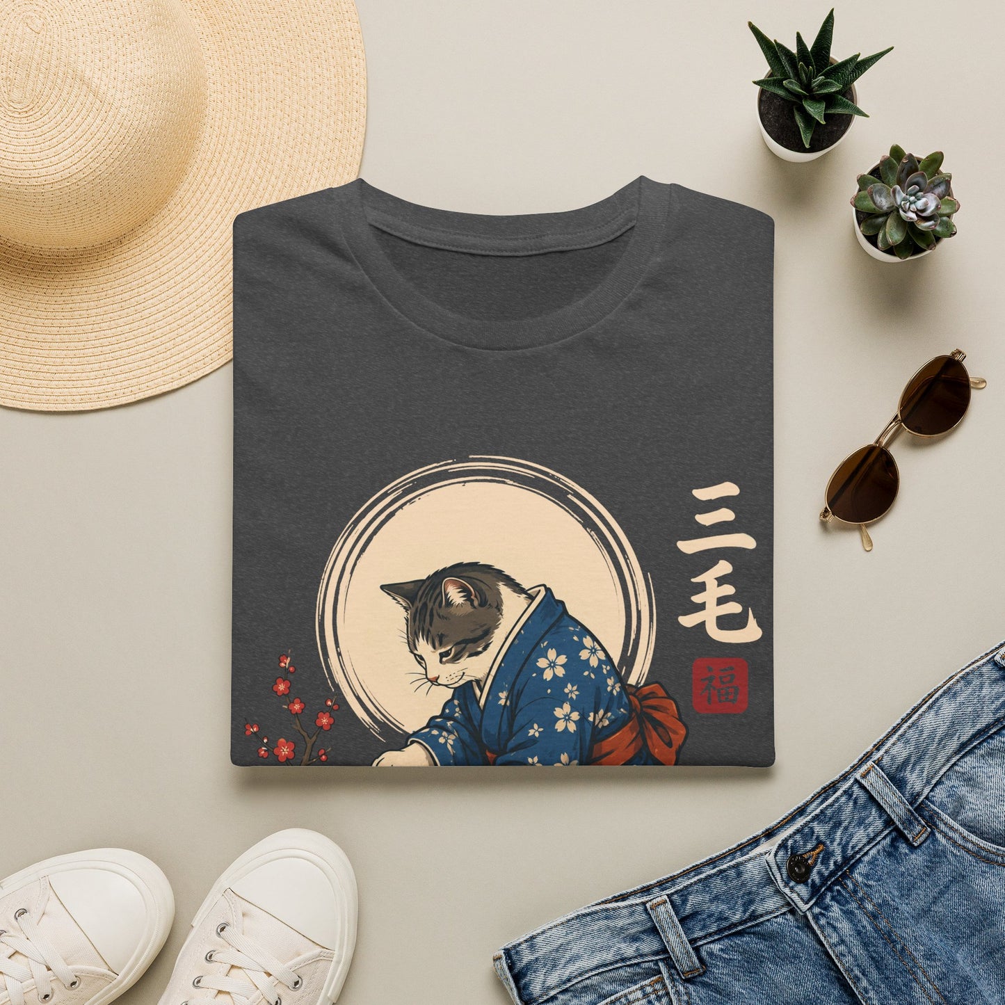 Japanese Cat Kimono T-Shirt — Cute Maneki-Inspired Cat in Kimono Tee