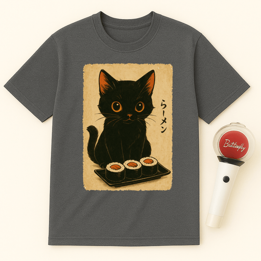 BLACK CAT SUSHI UNISEX T-SHIRT