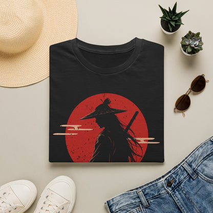 Samurai Ronin Graphic T-Shirt — Red Rising Sun Silhouette