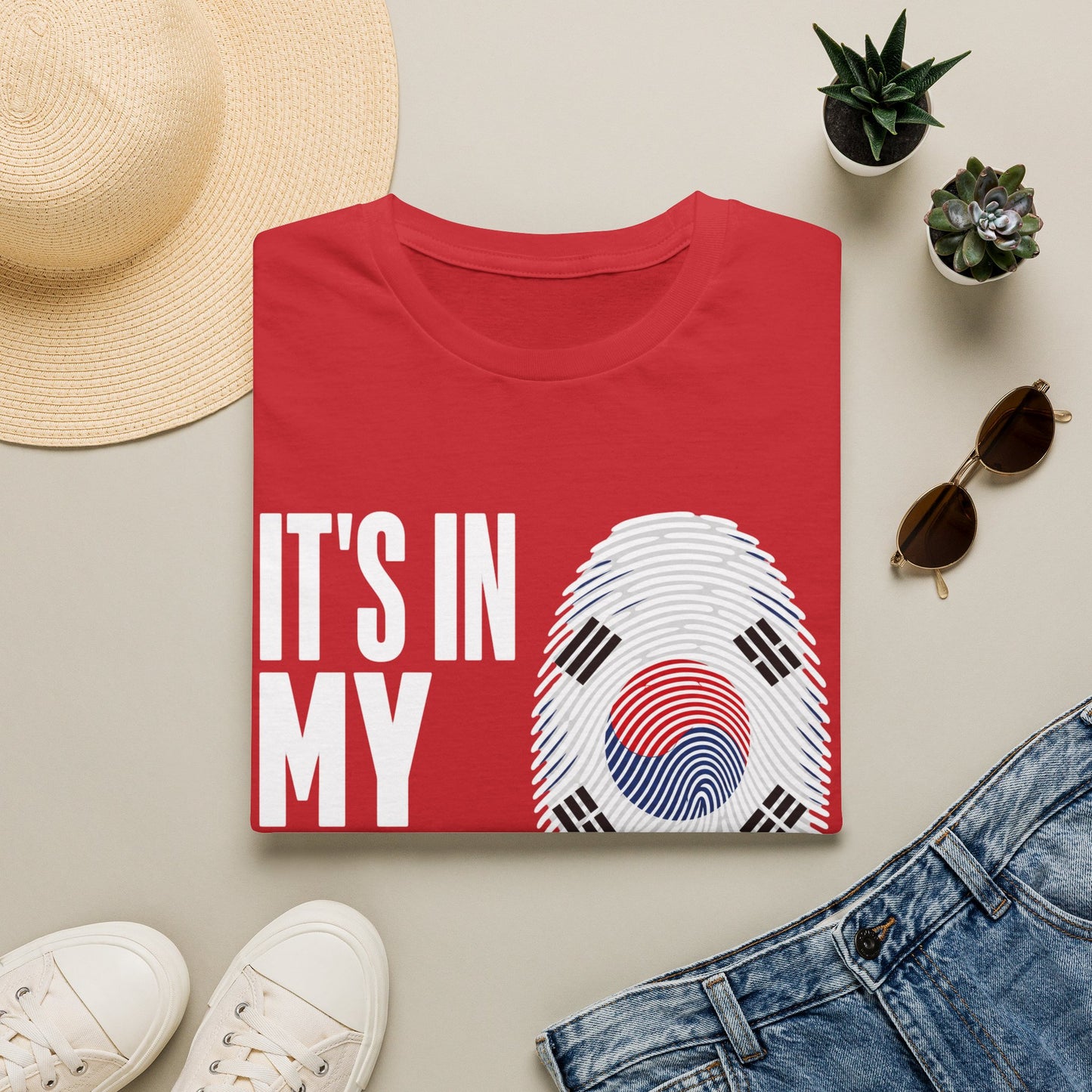 It's In My DNA T-Shirt — Korean Flag Fingerprint Tee