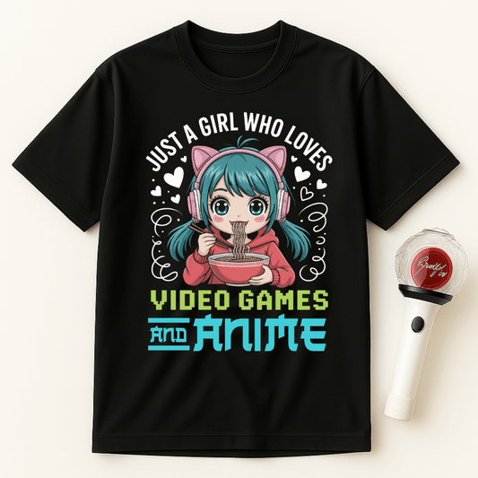 JUST A GIRL WHO LOVES VIDEO GAMES AND ANIME UNISEX T-SHIRT
